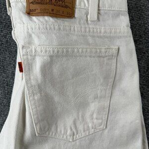 VTG Levi’s 550 Orange Tab White Denim Jeans USA Relaxed Tapered ACTL 33X29